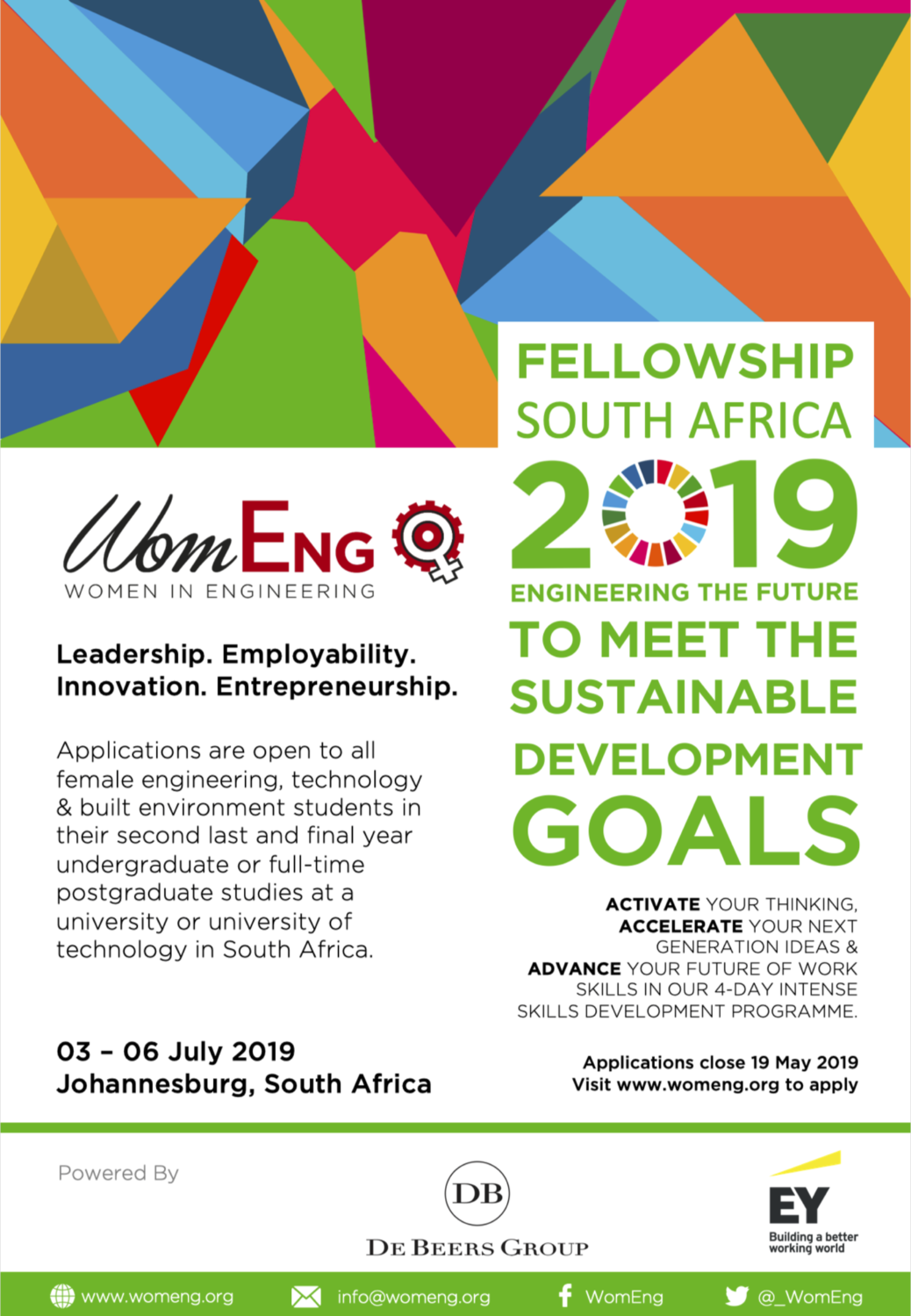 Women in Engineering (WomENG) Fellowship for South Africans 2019